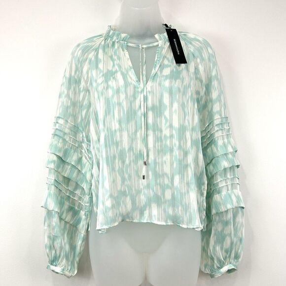 BCBGMaxAzria Tops - BCBGMaxazria Top Women's XXS Eggshell Blue NWT Fairy‎ Boho Dainty Sheer